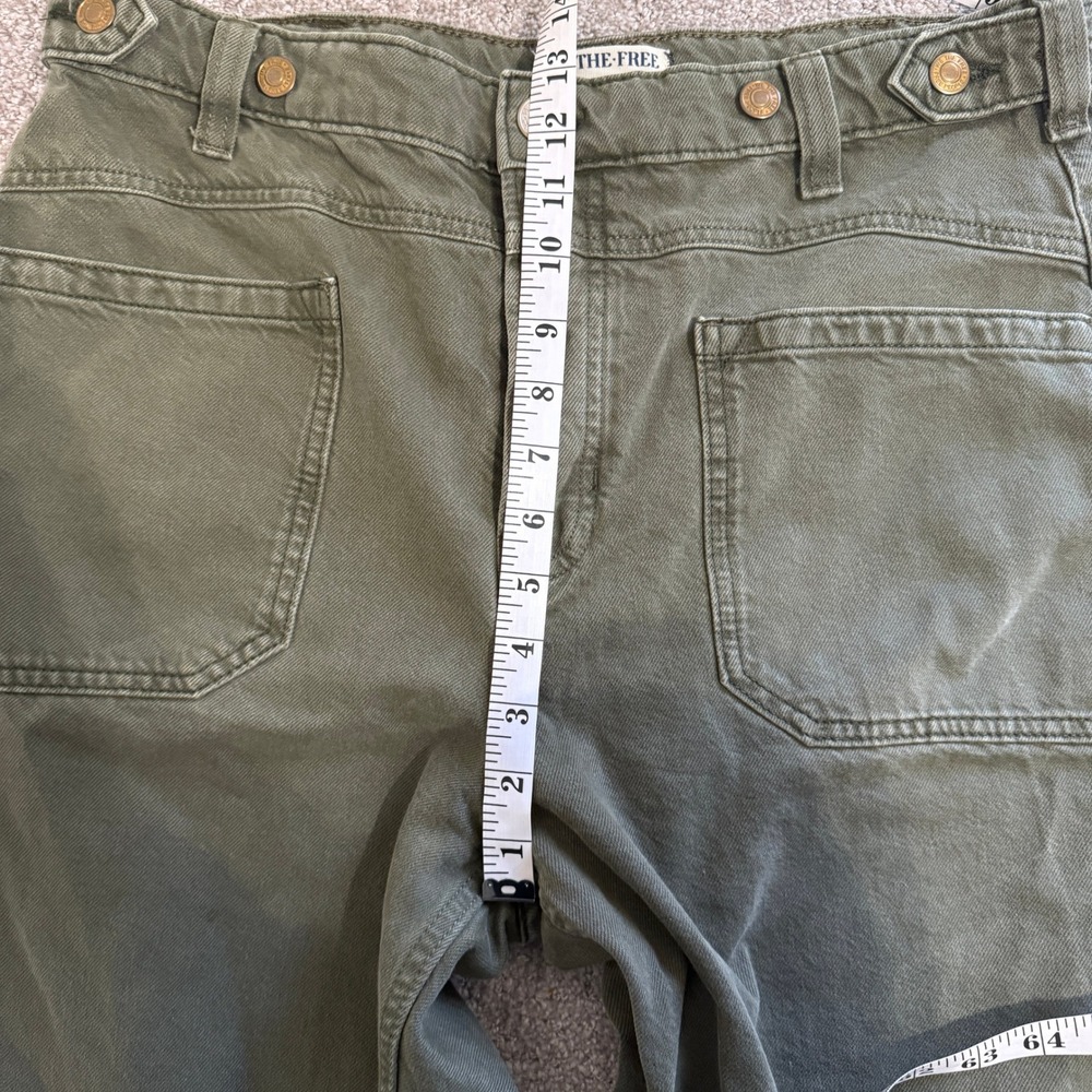 We The Free People Palmer Olive Green Wide Leg Utility Pants Jeans 30 High Rise - Picture 6 of 11